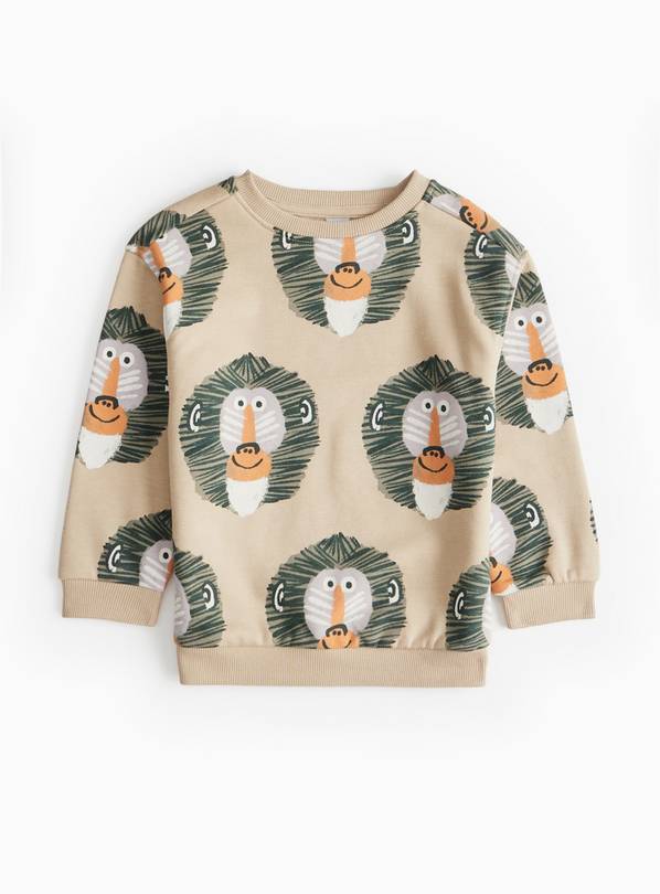 Monkey Print Crew Neck Sweatshirt 1-2 years